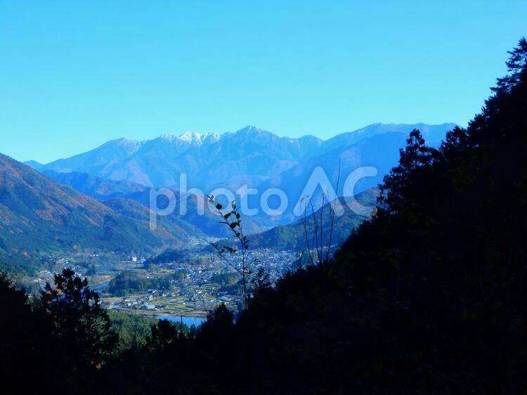 恋路峠から見た中央アルプス 中央アルプス,風景,自然の写真素材