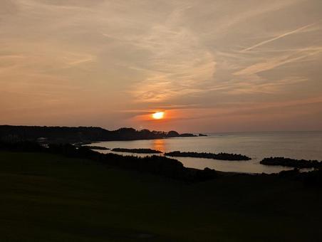 夕焼けの海 夕焼けの海の写真