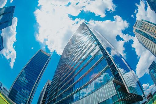 東京の高層ビルのイメージ 高層ビル,青空,ガラスの写真素材