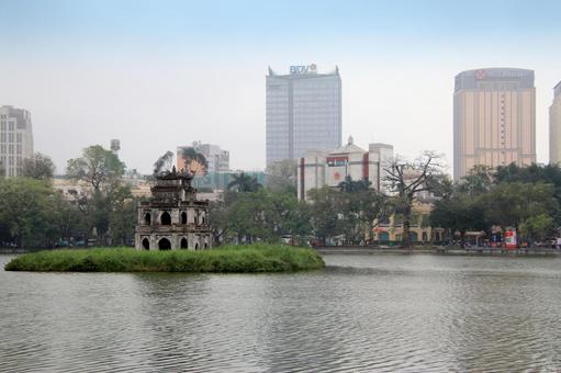 ベトナムハノイのホアンキエム湖 ベトナム,ハノイ,ホアンキエム湖の写真素材