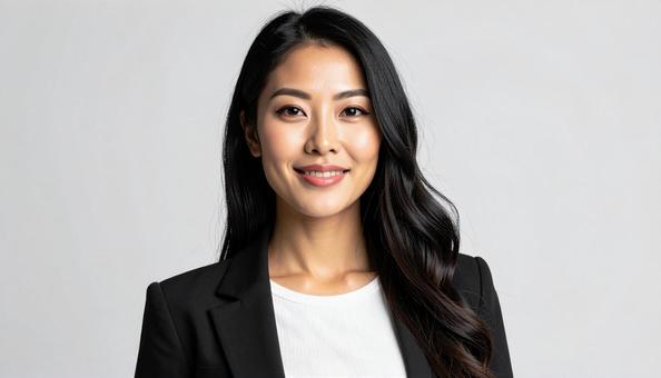 自信に満ちた笑顔のビジネスウーマン 自信に満ちた笑顔のビジネスウーマンの写真