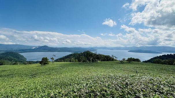屈斜路湖 藻琴山,展望駐車公園,屈斜路湖の写真素材