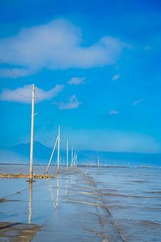 熊本県　宇土市　長部田海床路の風景 長部田海床路,宇土,海中道路の写真素材