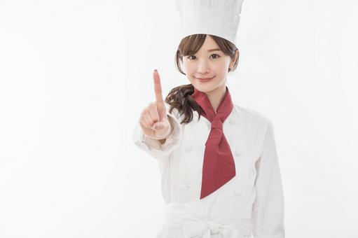 シェフ 指差し シェフ 指差し シェフ,女性,人物の写真素材
