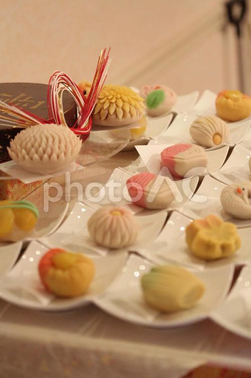 和菓子ウエディングケーキ ウエディングケーキ,和風,上生菓子の写真素材