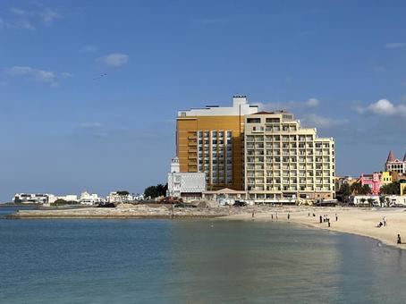 沖縄県北谷町晴れの日サンセットビーチの写真