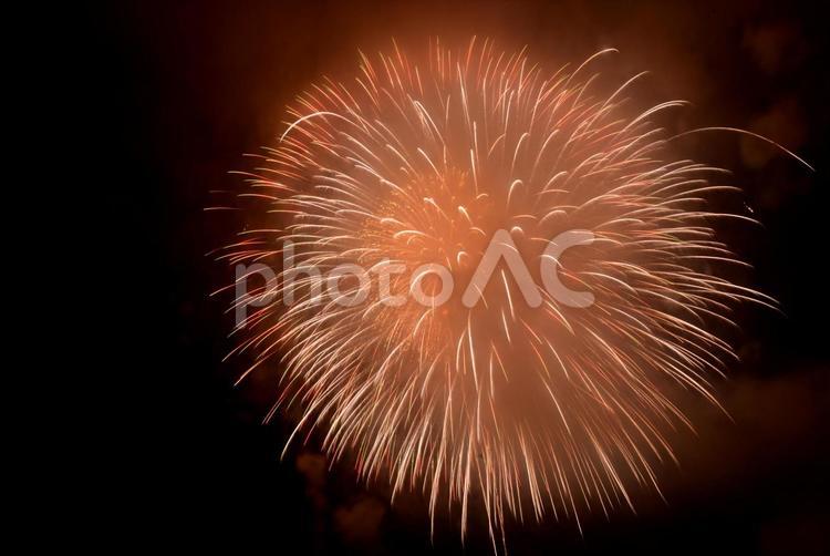 煙に隠れる打ち上げ花火14 打ち上げ花火,花火,長岡花火の写真素材