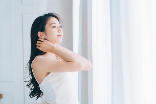 ナチュラルなビューティーイメージ 女性,ビューティー,スキンケアの写真素材
