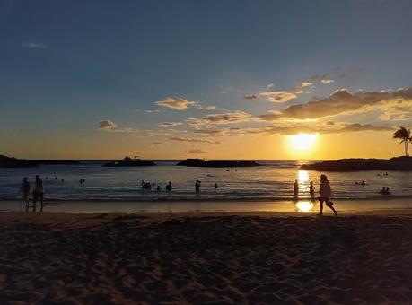 ハワイ ハワイ ハワイ,ビーチ,サンセットの写真素材