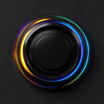 虹色に光る黒いボタンスイッチ 虹色に光る黒いボタンスイッチの写真