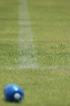 熱中症 サッカー場 ラグビー場 芝 熱中症 サッカー場 ラグビー場 芝 センターライン,ラグビー,スタートの写真素材