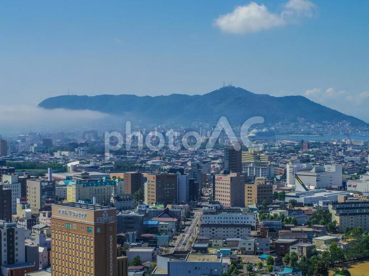 【北海道】五稜郭タワーから見た函館市内 五稜郭タワー,函館山,函館市の写真素材