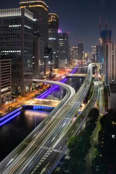 都会の夜景 夜景,光の線,都会の写真素材