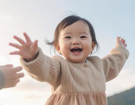 抱っこをおねだり赤ちゃん 抱っこをおねだり赤ちゃんの写真
