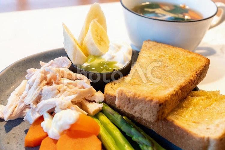 おいしそうなトーストの朝ごはん 食べ物,料理,食事の写真素材