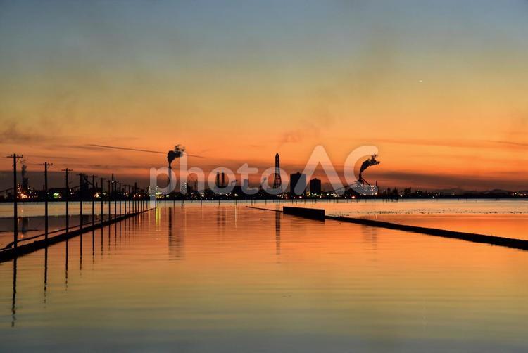 千葉江川海岸の夕暮れ 夕暮れ,海岸,夕焼けの写真素材