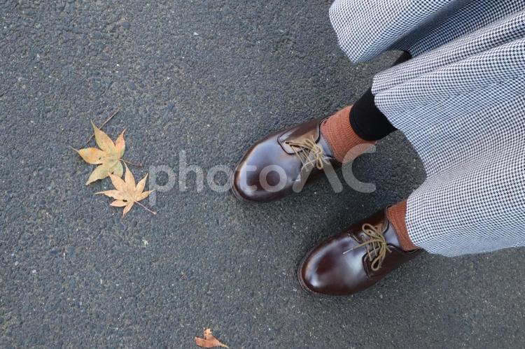 小さな秋の訪れ 紅葉,秋,靴の写真素材