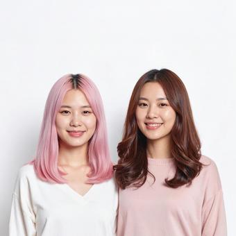 笑顔の女性二人のポートレート 笑顔の女性二人のポートレートの写真