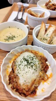 カフェランチ、ラザニア ラザニア,カフェ,カフェランチの写真素材