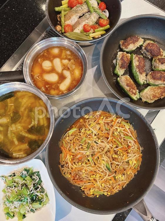 作り置き 料理,作り置き,おかずの写真素材