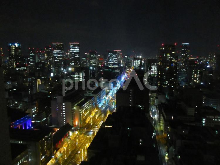 御堂筋　夜景 夜景,大阪市内,大阪の写真素材