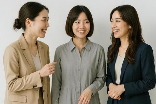 三人の女性の会話 三人の女性の会話の写真