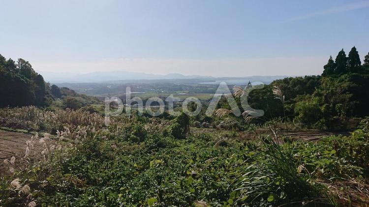 田舎の風景 田舎,山,畑の写真素材