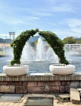 武生中央公園 噴水のそばのトピアリー 武生中央公園 噴水のそばのトピアリー 武生中央公園,福井県,越前市の写真素材