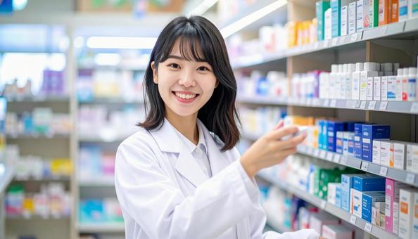 笑顔で働く薬剤師 笑顔で働く薬剤師の写真