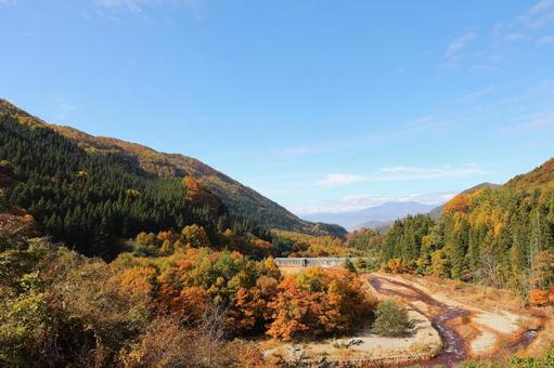 紅葉　松川渓谷 山,秋,風景の写真素材