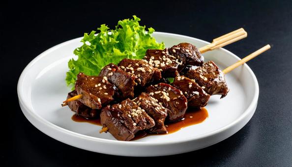 焼き鳥・レバー(タレ)竹の串 焼き鳥・レバー(タレ)竹の串の写真