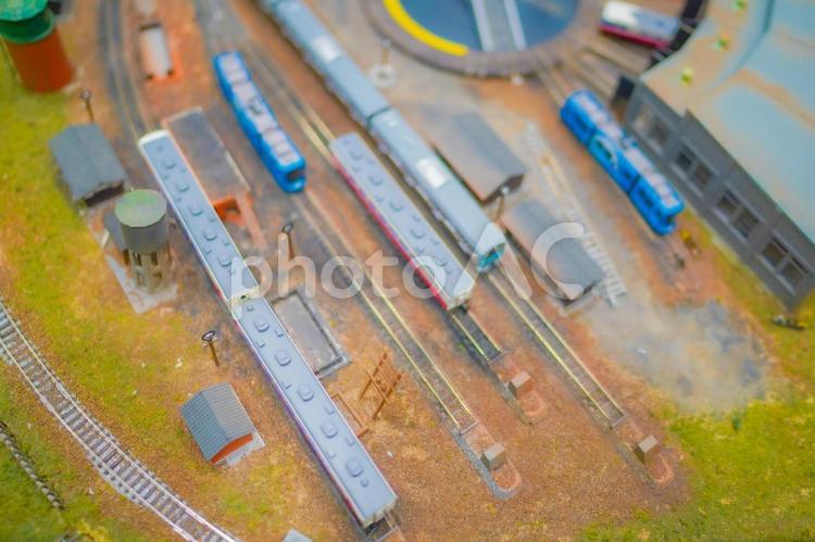 鉄道模型の車庫 鉄道模型,車庫,列車の写真素材
