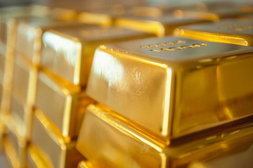 積み重なる金塊 積み重なる金塊の写真
