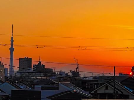 下町の夕焼け_1 下町の夕焼け_1 下町,夕焼け,都会の写真素材