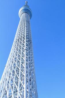 青空の中のスカイツリーの写真