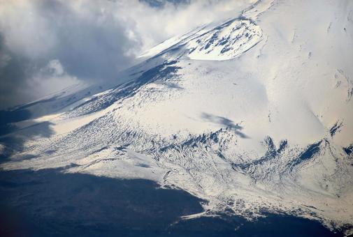 富士山の山肌 富士山,山肌,残雪の写真素材