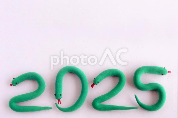 2025年　蛇文字2　下寄せ　ピンク 2025年,2025,令和7年の写真素材