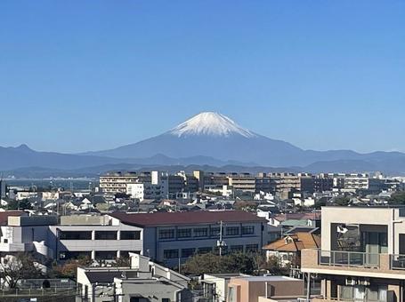 湘南江の島からの冬晴れの富士山 富士山,湘南,江の島の写真素材