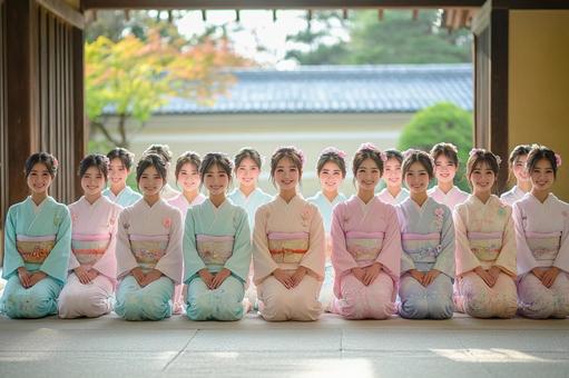 着物姿の女性たちのイメージ 着物姿の女性たちのイメージの写真