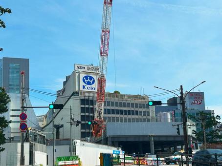 小田急百貨店建替え工事中の新宿西口の風景 新宿,新宿西口,小田急百貨店の写真素材