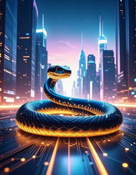 巳年フォト・未来都市のハイテク蛇の写真
