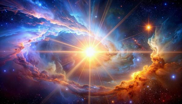 宇宙に広がる光と星雲 宇宙に広がる光と星雲の写真