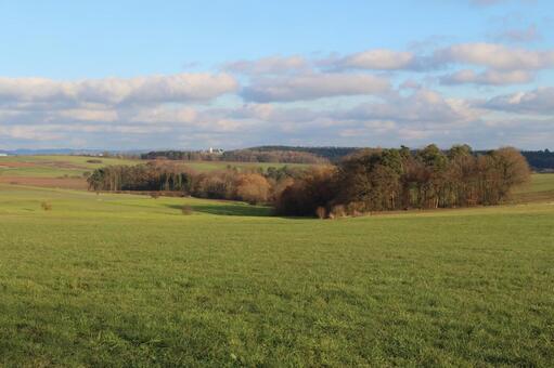 冬の晴れた日の散歩 ドイツ,田舎,ヨーロッパの写真素材