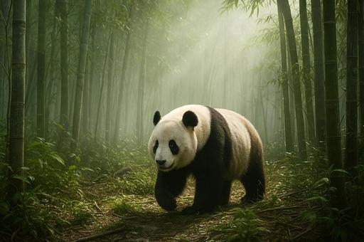 竹林を歩くパンダ 竹林を歩くパンダの写真