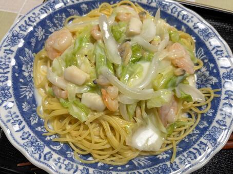 海鮮クリームパスタ クリームパスタ,海鮮クリームパスタ,パスタの写真素材