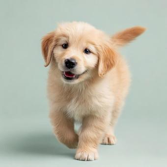 元気いっぱいのレトリバーの子犬 元気いっぱいのレトリバーの子犬の写真