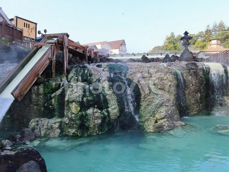 草津温泉 湯畑 草津温泉,湯畑,下側の写真素材