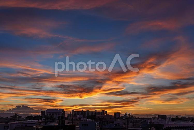 夏の夕暮れ 夕景,夕暮れ,風景の写真素材