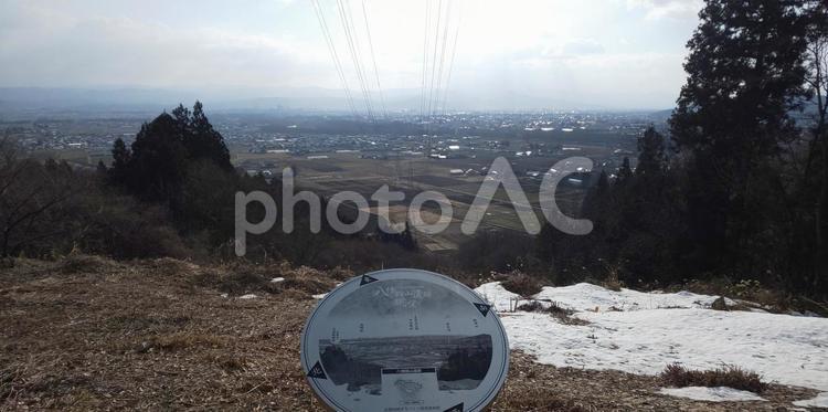里山の頂上からの風景 登山,山,林の写真素材