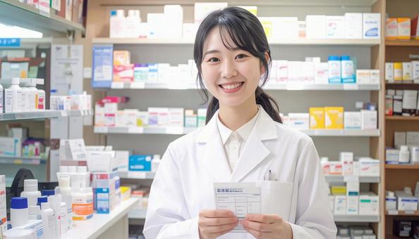 笑顔で働く薬剤師 笑顔で働く薬剤師の写真